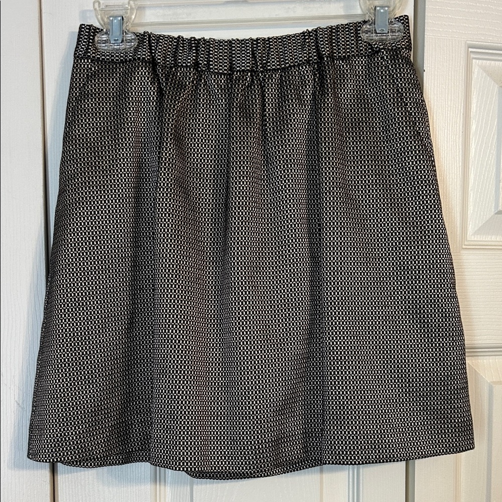 Madewell Black Gold Metallic Skirt XS Lined Elastic Waist Back Zip Party Skirt